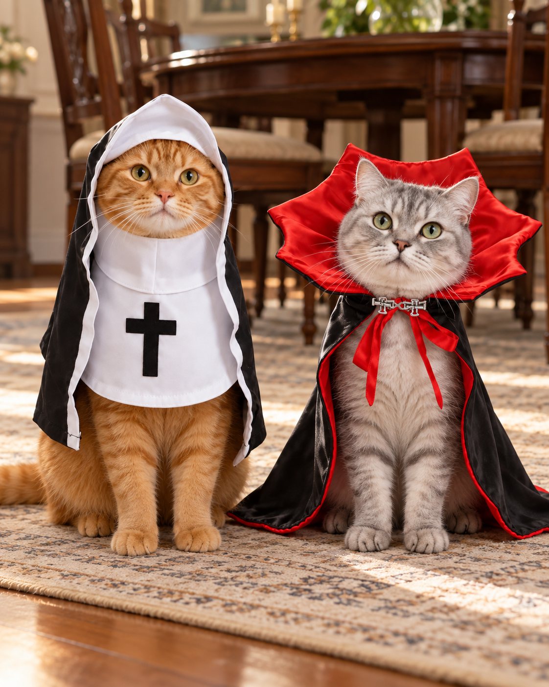 Meowfits Halloween cat costumes — illustrative DEMO scene F3