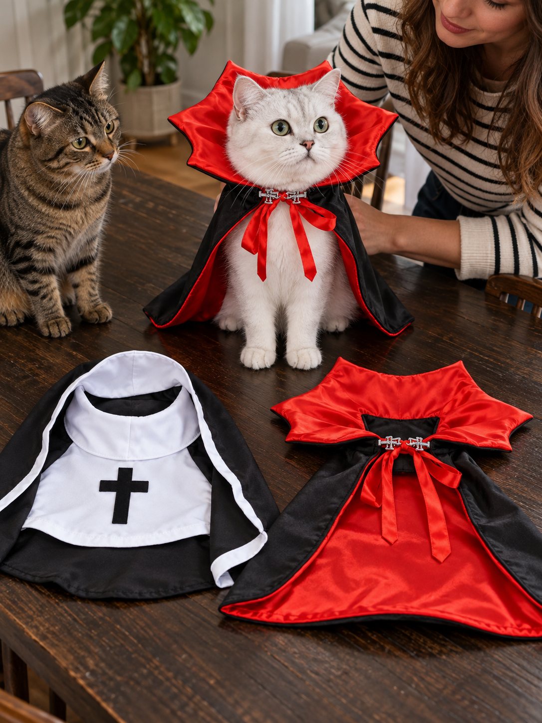 Meowfits Halloween cat costumes — illustrative DEMO scene F5