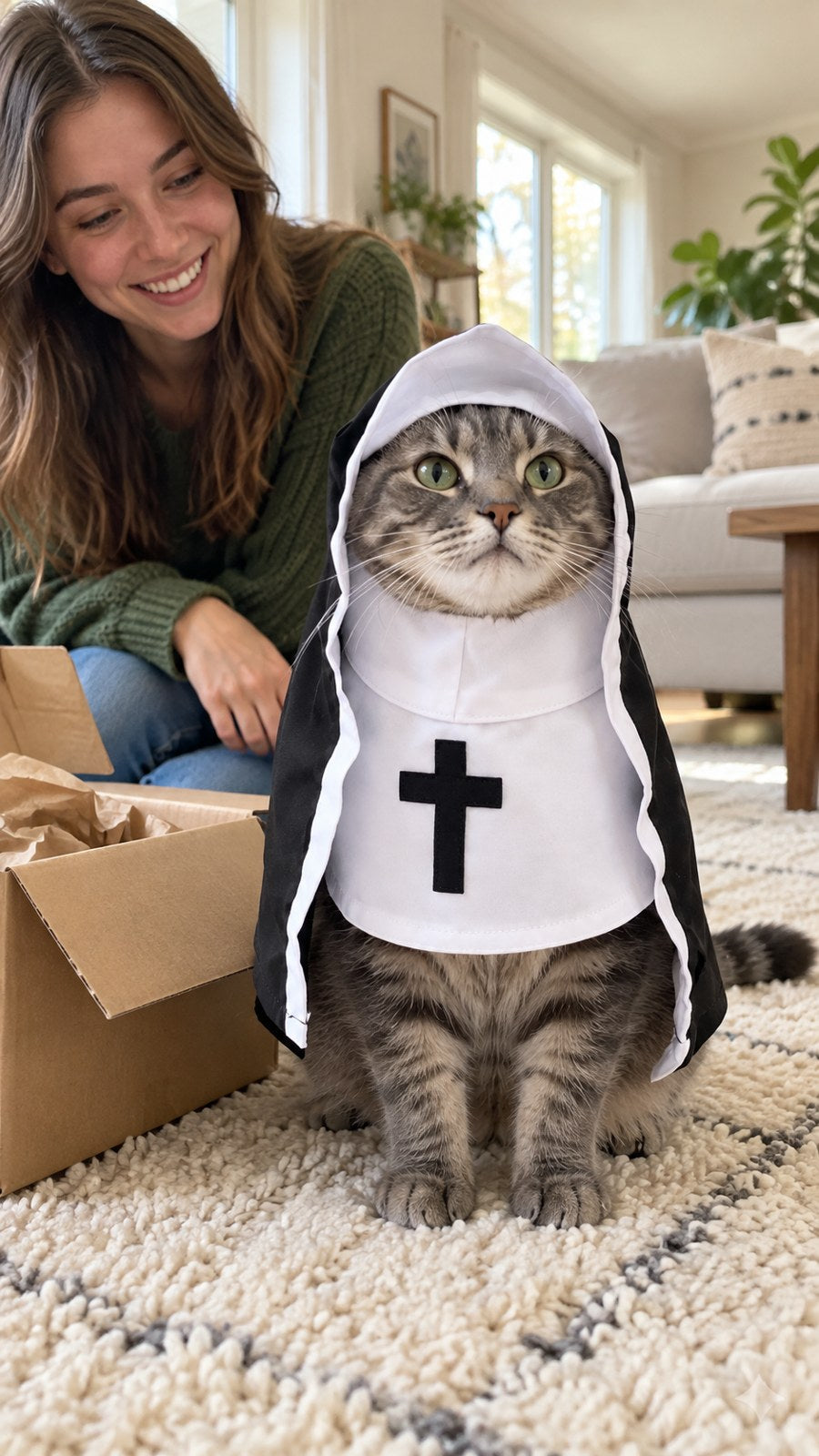 Meowfits Halloween cat costumes — illustrative DEMO scene S1
