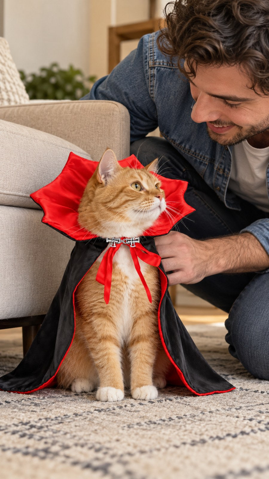 Meowfits Halloween cat costumes — illustrative DEMO scene S2