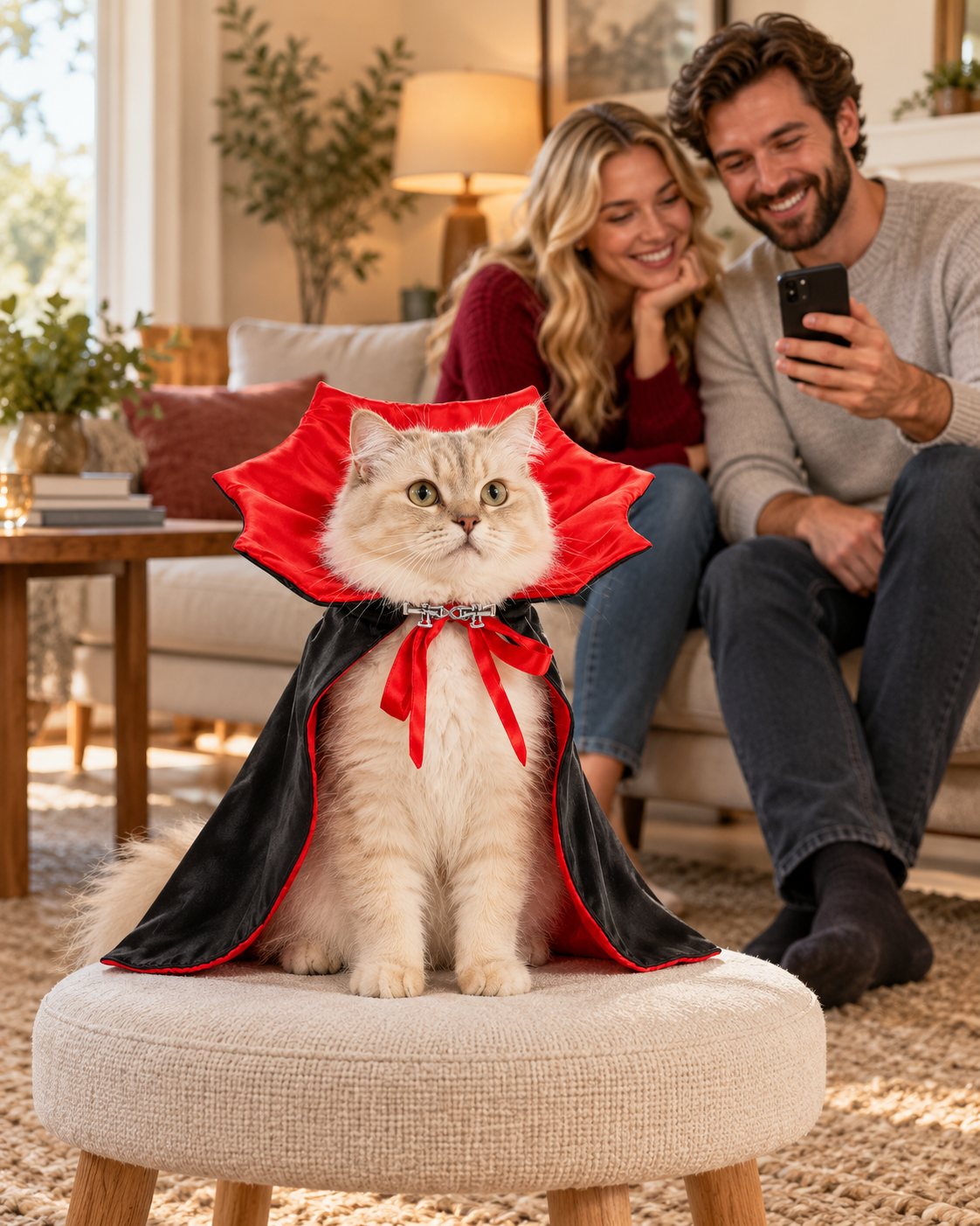 Meowfits Halloween cat costumes — illustrative DEMO scene W2